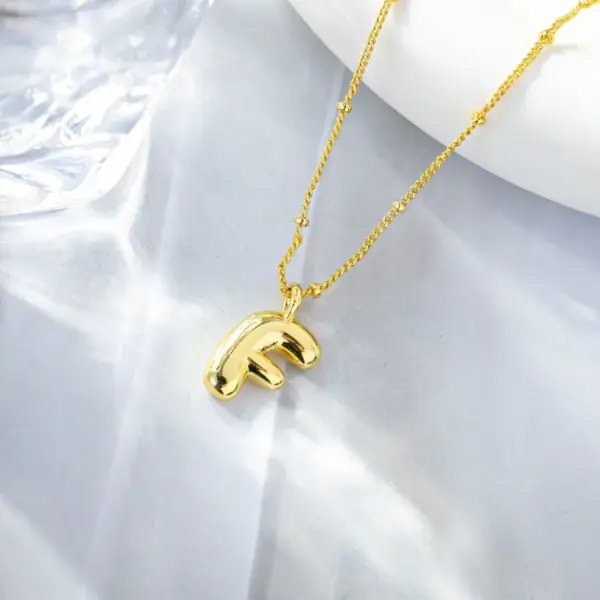 Wholesale Jewelry Simple Style Streetwear Letter Copper K Gold Plated Vacuum Plating Ball Chain Pendant Necklace