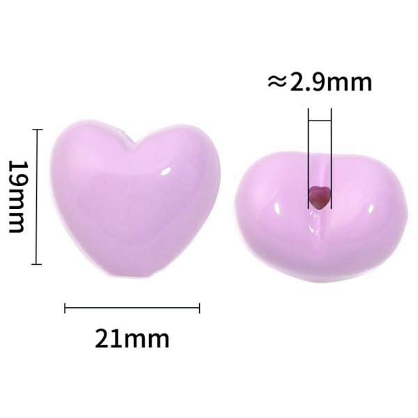 Wholesale 19x 21mm baking varnish fat love vertical hole beaded acrylic color heart beads