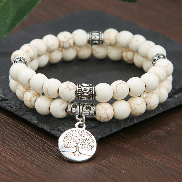 Wholesale Amazon Hot Bracelet Cross-border Supply 8mm Turquoise Bracelet Two-piece World Tree Bracelet Couple Bracelet