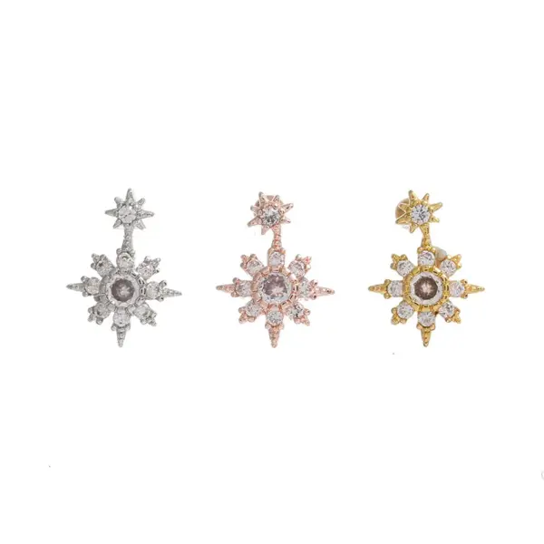 Wholesale Fashion Cactus Pineapple Copper Ear Studs Inlay Zircon Copper Earrings 1 Piece