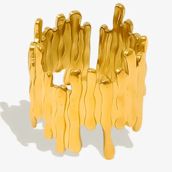 Wholesale Ion Plating (IP) Real Gold Plated 18K Gold Geometric 304 Stainless Steel Elegant Simple Style Streetwear Waterproof Non Tarnish Open Rings