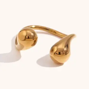 Double Water Dripper Opening Ring-Gold