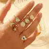 Wholesale PVD Coated Real Gold Plated 18K Gold Pentagram Heart Shape Flower 304 Stainless Steel IG Style Simple Style Classic Style Waterproof Non Tarnish Open Rings