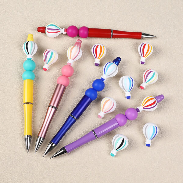 Wholesale Cross-Border New Hot Air Balloon 3D Silicone Beads Kidsren's DIY Cartoon Beaded Pen Jewelry Accessories Loose Beads