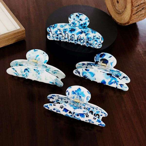 Wholesale New Blue and White Porcelain Pattern Hairpin, Retro Blue and White Gripper, Elegant Elegant, Hair Claw on the Back of the Head, Shark Clip Headwear