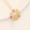 Wholesale Romantic Sweet Commute Heart Shape Flower Copper Plating Inlay 18K Gold Plated Zircon Pendant Necklace
