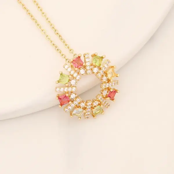 Wholesale Romantic Sweet Commute Heart Shape Flower Copper Plating Inlay 18K Gold Plated Zircon Pendant Necklace