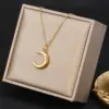Simple Style Moon Heart Shape Stainless Steel Plating Pendant Necklace 1 Piece