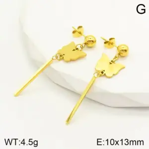 Golden Smooth Pendant Butterfly / 10*13mm / 1 Pair/Package