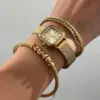 Wholesale Simplified Commuting Daily Stainless Steel 18K Gold Plated Hemp Rope Geometric Open Hand Bracelet Elegant Classic Style