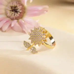 Jz93 Full Zirconium Sunflower Ring / Gold