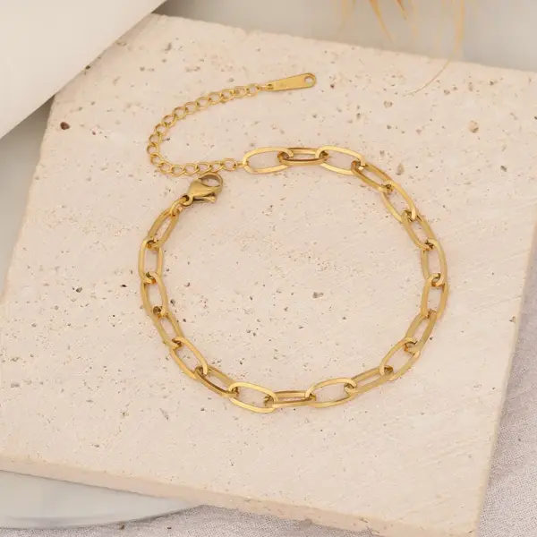 Lady Simple Style Commute Heart Shape Stainless Steel 18K Gold Plated Bracelets In Bulk