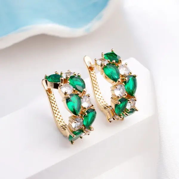 Wholesale 1 Pair Luxurious Color Block Plating Inlay Copper Zircon 14K Gold Plated 18K Gold Plated K Gold Plated Ear Cuffs