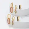 Wholesale Cute Sweet Geometric Brass Plating Inlay Zircon 18k Gold Plated Silver Plated Drop Earrings