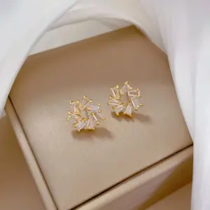 D128 Stud Earrings [Silver Needle Copper Gold Plating]]