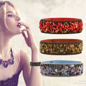 Wholesale leather bracelet crystal gravel color bracelet fashion bracelet