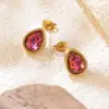 304 Stainless Steel Glass Water oplets Ion Plating (IP) Artificial Rhinestones 18K Gold Plated Vintage Style French Style Classic Style Waterproof Non Tarnish Inlay Multicolor-Golden Yellow Ear Studs