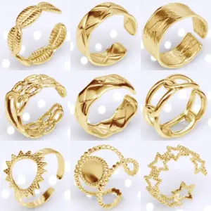 Wholesale Retro Round Titanium Steel Plating Open Ring 1 Piece