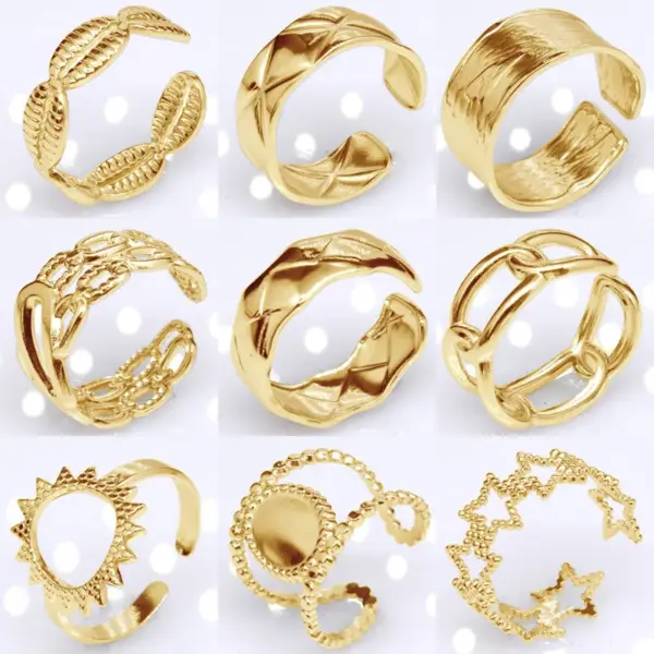 Wholesale Retro Round Titanium Steel Plating Open Ring 1 Piece