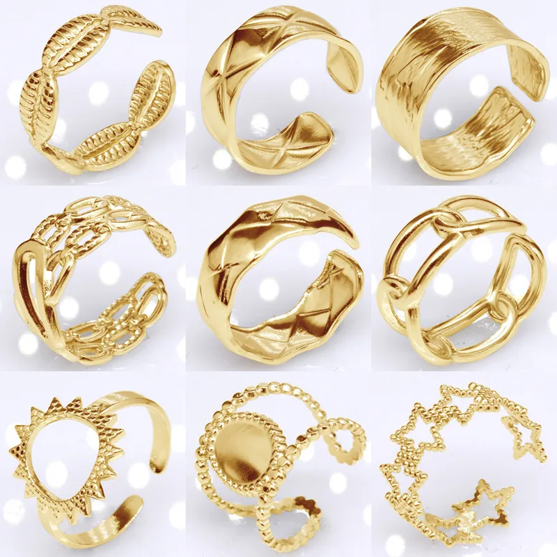 Wholesale Retro Round Titanium Steel Plating Open Ring 1 Piece