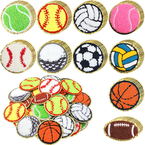 Wholesale Grit Embroidered Cloth Sticker Basketball Towel Embroidered Patch Bag Decoration Football Embroidered Chapter Chenille Football