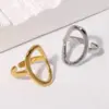 PVD Coated Real Gold Plated Geometric Stainless Steel Simple Style Waterproof Non Tarnish Open Ring