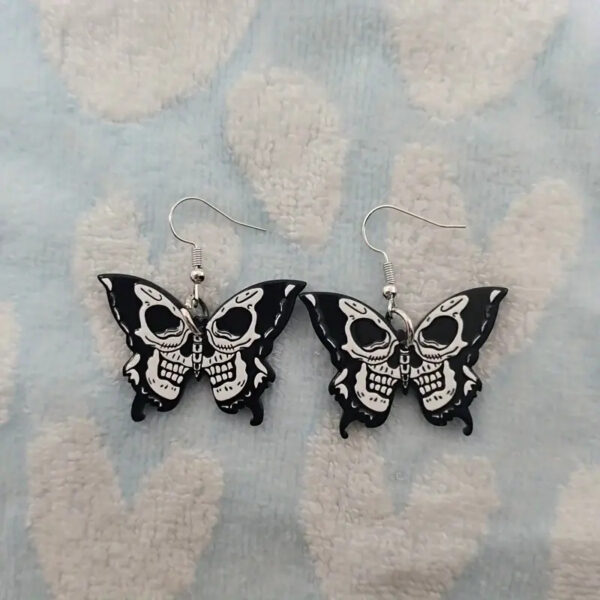 oly-1d0939d470960d9d631db48b95885dd8 Wholesale y Skull Butterfly Earrings, Flat Acrylic, Creative Personalized Skull Earrings