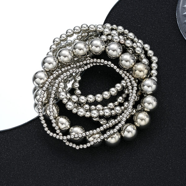 Wholesale Full Hosted European and American Fashion Creative CCB Round Bead Bracelet 7 Piece Set Simple Multi-layer Stacked Wear Wind Beaded Bracelet