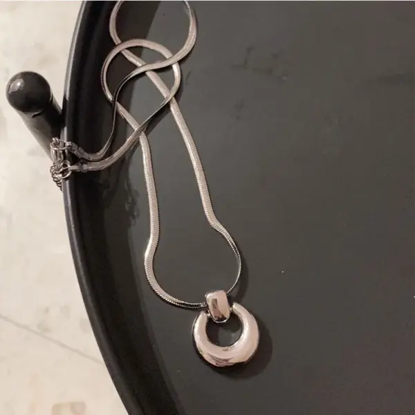 Wholesale Casual Geometric Titanium Steel Polishing Pendant Necklace