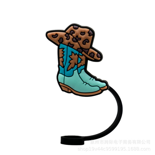 Wholesale New leisure Denim diy decorations accessories suction pipe sleeve silicone dust plug cute straw dust-proof straw cap