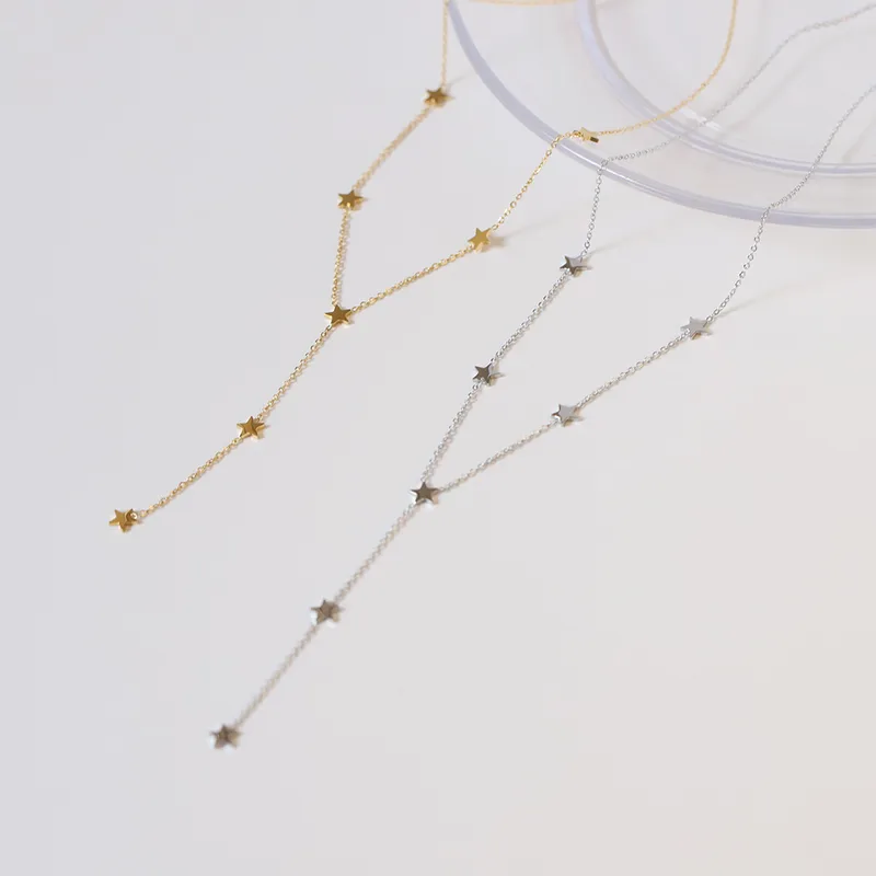 Wholesale Real Gold Plated Star 304 Stainless Steel Casual Waterproof Non Tarnish 304 Stainless Steel Pendant Necklace