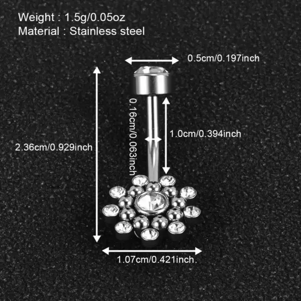1 Piece Belly Rings Simple Style Classic Style Solid Color 302 Stainless Steel 316 Stainless Steel Polishing Rhinestone Inlay Diamond Belly Rings