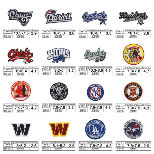 Wholesale Sports Meet Embroidered Fabric Patches for Clothing and Rugby Apparel