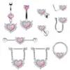 Wholesale Casual Heart Shape Stainless Steel Plating Inlay Artificial Gemstones Nipple Ring Belly Ring Nose Ring