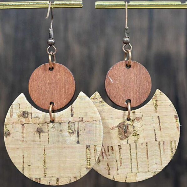 Wholesale Cork Leather Dog Paw Crescent Earrings