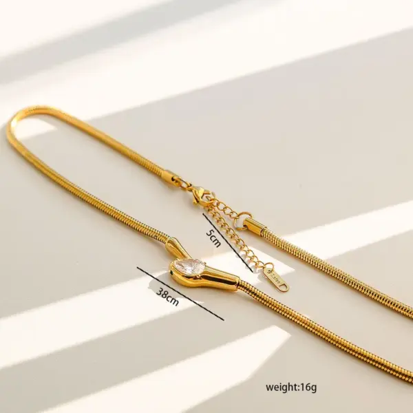 304 Stainless Steel Irregular PVD Coated Rhinestones Electroplated IG Style Basic French Style Snake Chain Lobster Trigger Clasp Closure Necklace Choker