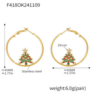 F418 - Gold Christmas Tree Earrings