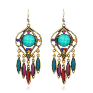 Wholesale Fashion European and American elegant big brand resin earrings long tassel street shot personalized earrings earrings female fashion jewelry