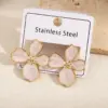 Wholesale Hot Selling Four Leaf Flower Earrings 304 Stainless Steel Plated With Oil Drop Modern Casual Style For Women