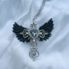 Wholesale European and American Gothic Style Subculture Y2K Original Necklace Angel Cross Sweater Chain Personalized Necklace