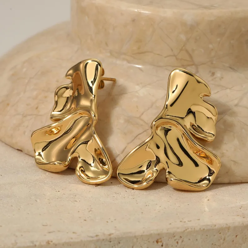 Wholesale PVD Coated Real Gold Plated 16K Gold White Gold Plated Gold Plating Solid Color 316 Stainless Steel Casual Waterproof Non Tarnish Ear Studs