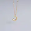 Wholesale PVD Coated Real Gold Plated Moon Titanium Steel Fashion Waterproof Non Tarnish Pendant Necklace