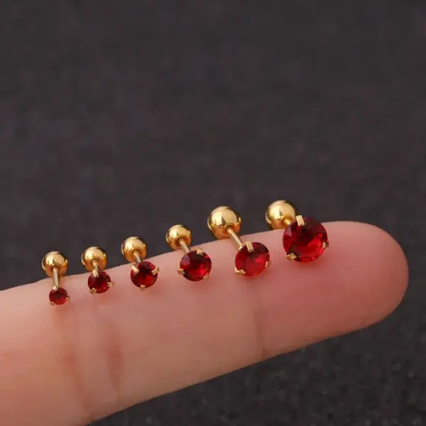 316L Stainless Steel Zircon Ear Cartilage Rings & Studs Round Waterproof Non Tarnish Surgical Steel