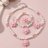 Wholesale Light luxury sweet imitation pearl flower pendant children's necklace four-piece set