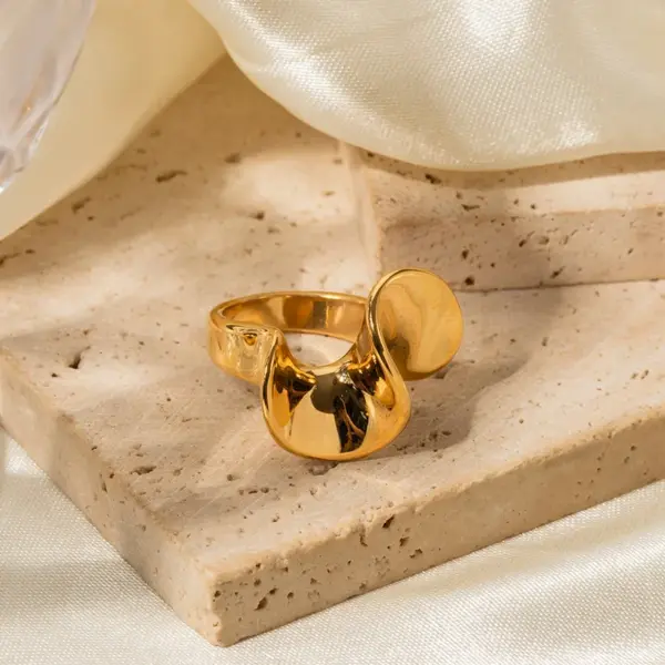 Wholesale Jewelry Artistic Irregular 304 Stainless Steel PVD Coated Plating Rings