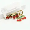 Wholesale 304 Stainless Steel Cherry Strawberry Electroplating Golden Plated Casual Cute Waterproof Non Tarnish Gold Ear Studs