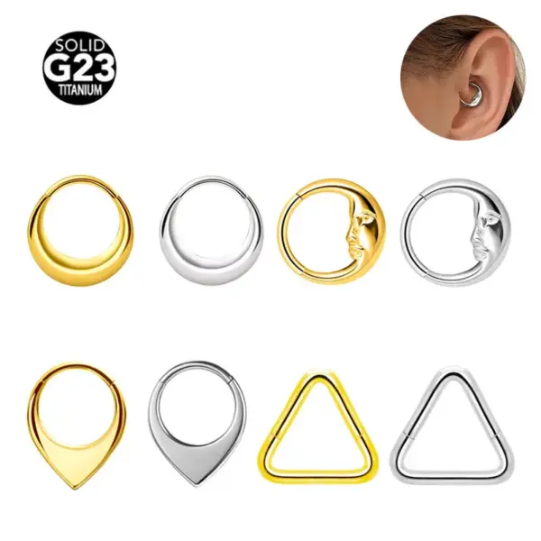 Wholesale G23 Titanium Alloy Triangle Nose Ring Earrings Seamless Body Piercing Jewelry Stainless Steel Polished Surface Unisex Geometric Pattern