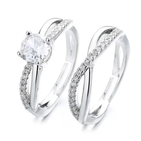 Wholesale Ig Style Round Copper Inlay Zircon Rings