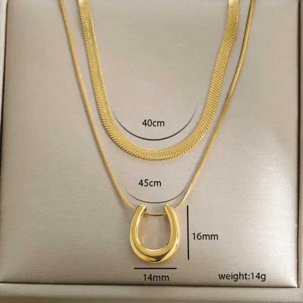 Ion Plating (IP) Heart Shape 304 Stainless Steel Basic Waterproof Non Tarnish 304 Stainless Steel Double Layer Necklaces