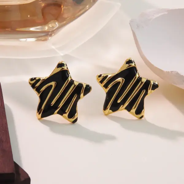 Wholesale 304 Stainless Steel Plastic Star Electroplating Imitation Gold Sweet Simple Style Classic Style Ear Studs